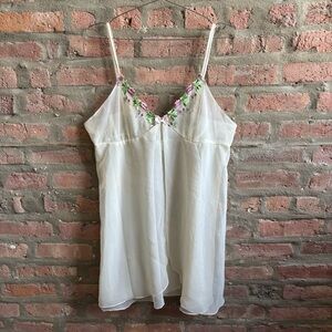 Sheer Cream White Floral Embroidered Camisole women large